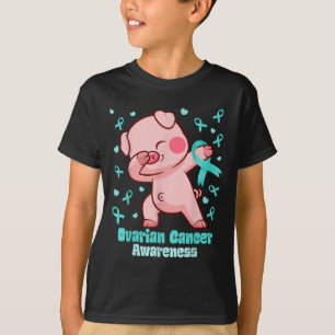 Camiseta Câncer de ovário Engraçado Dabbing Pig Warrior