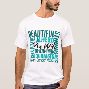 Camiseta Câncer de ovário quadrado da esposa do tributo