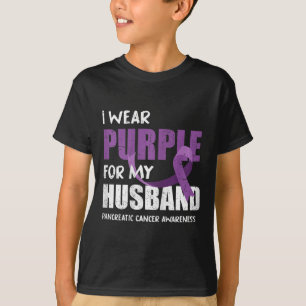 Camiseta Câncer de pâncreas de Fita Roxa do Marido Guerreir