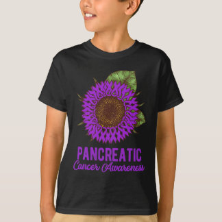 Camiseta Câncer de pâncreas de Suporte de Fita de Girassol