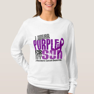 Camiseta Câncer de pâncreas eu visto o roxo para meu filh