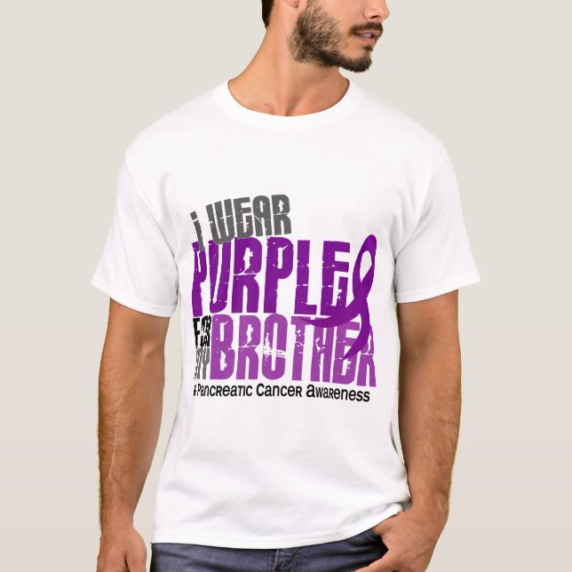 Camiseta Câncer de pâncreas eu visto o roxo para meu irmão (Frente)