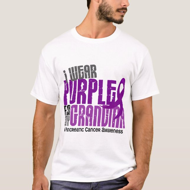 Camiseta Câncer de pâncreas eu visto o roxo para minha avó (Frente)