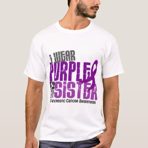 Camiseta Câncer de pâncreas eu visto o roxo para minha irmã
