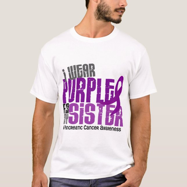 Camiseta Câncer de pâncreas eu visto o roxo para minha irmã (Frente)