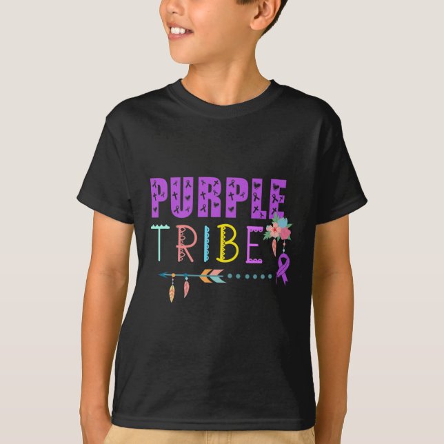 Camiseta Câncer de pâncreas Purple Tribe Awarties Wa (Frente)