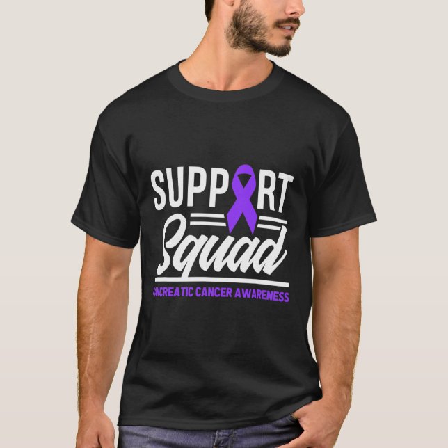 Camiseta Câncer de pâncreas quadrado de suporte ao câncer d (Frente)