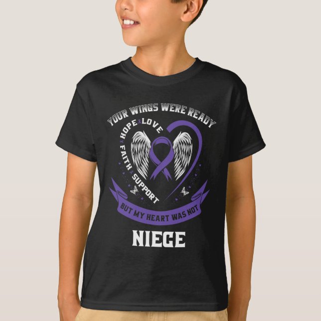 Camiseta Câncer de pâncreas Roxo Conhecimento de Brisos Nie (Frente)