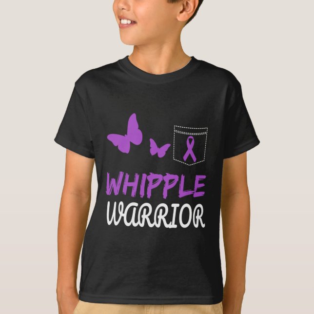 Camiseta Câncer de pâncreas Roxo do Guerreiro Branco Aw (Frente)