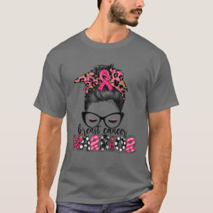 Camiseta Cancer de peito Leopard Messaging Bun Breast Pode