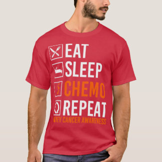 Camiseta Cancer de rim Comer Quimio do Sono Repetir Gif