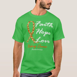 Camiseta Cancer de rim Faith Hope Amor Neste Fa