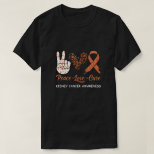 Camiseta Cancer de rim Peace Love Cure Lepard