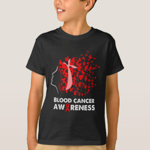Camiseta Câncer de Sangue Borboleta Mulheres Menina Câncer
