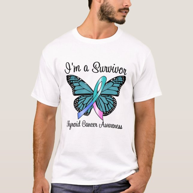 Camiseta Cancer de tiróide eu sou um sobrevivente (Frente)