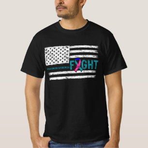Camiseta Câncer de tiróide Warrior American Flag FIg