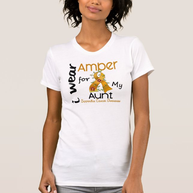 Camiseta Cancer do apêndice eu visto o âmbar para minha tia (Frente)