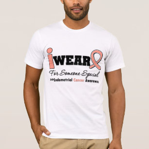 Camiseta Cancer Endometrial eu visto a fita do pêssego par