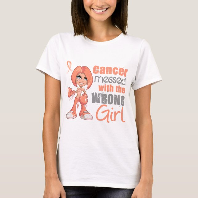 Camiseta Cancer Endometrial sujado com menina errada (Frente)