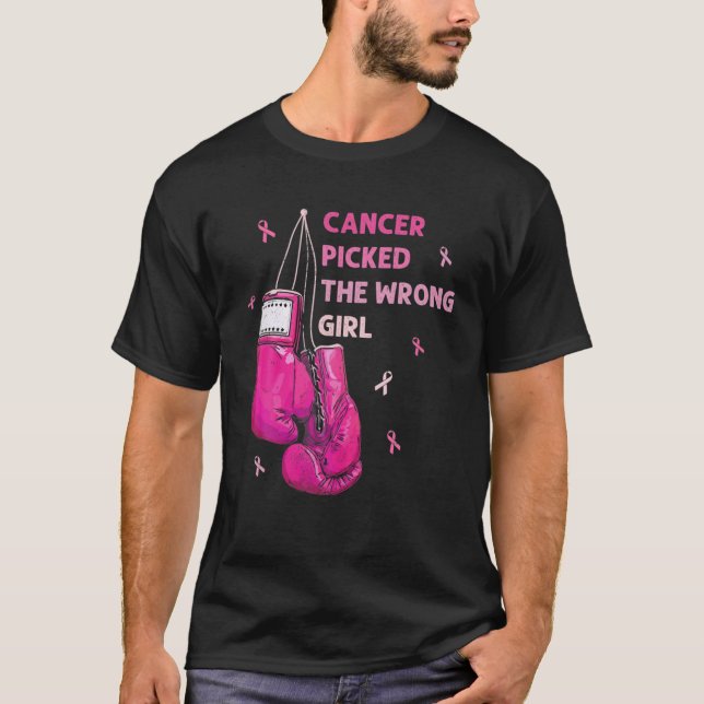 Camiseta Cancer Escolheu O Cancer De Mama Errado Da Garota  (Frente)