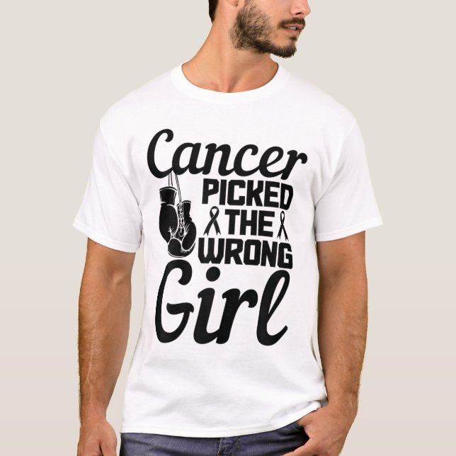 Camiseta Cancer Escolheu O Cancer De Mama Errado Da Garota  (Frente)
