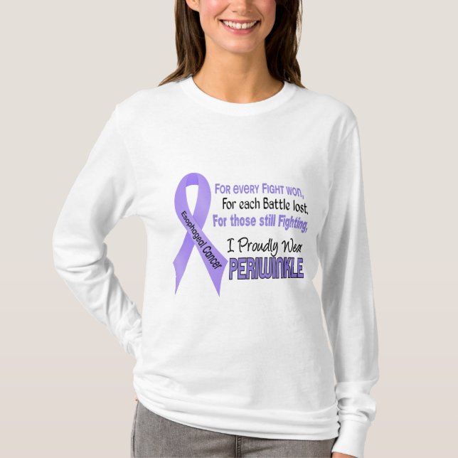 Camiseta Cancer esofágico eu visto orgulhosa a pervinca (Frente)