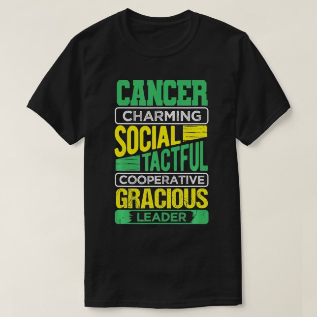 Camiseta Cancer Fatos Astrologia do Presente de Aniversário (Frente do Design)