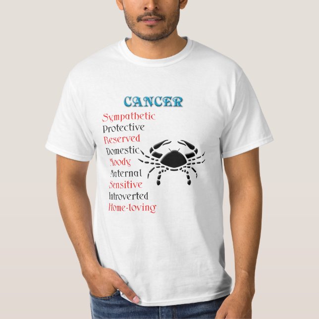 Camiseta Cancer Horoscópio Sinal Zodiodíaco (Frente)