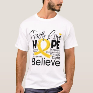 Camiseta Câncer Infantil Tipográfico Fé Amor Esperança
