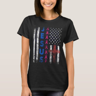 Camiseta Cancer Jesus Sobrevivente da Bandeira Cristã