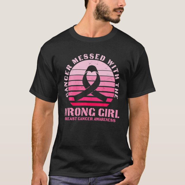 Camiseta Cancer Mensado Com O Cancer De Mama Da Garota Erra (Frente)