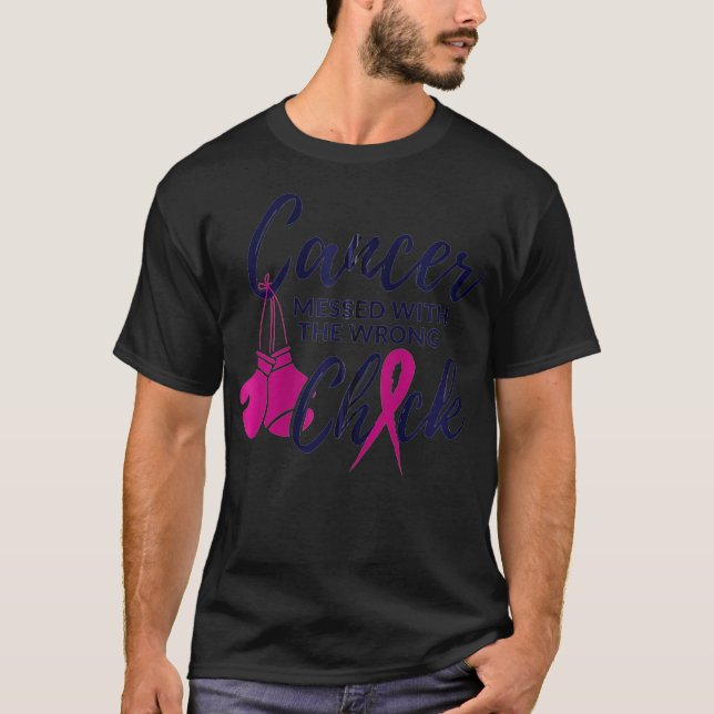 Camiseta Cancer Messed With The Wrong Chick  Breast Cancer  (Frente)