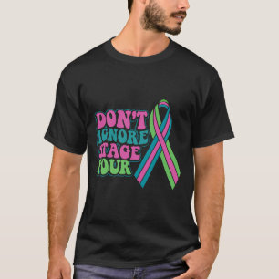 Camiseta Cancer Metastático da Mama Não Ignorar Palco Quatr