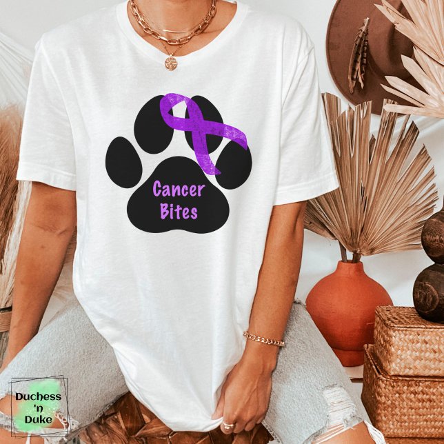 Camiseta Cancer Morde Cachorro Pancreático Roxo (Criador carregado)
