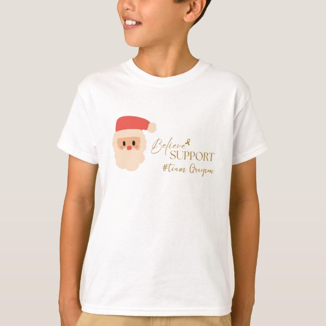 Camiseta cancer. Natal Personalizado #nome do time Kids T-S (Frente)