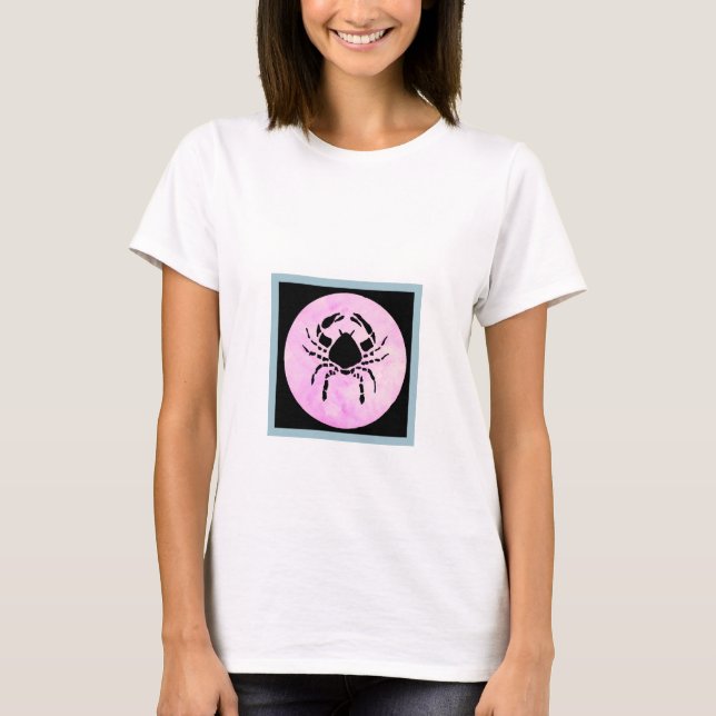 Camiseta Cancer (O Caranguejo) Símbolo Zodíaco Camisa-T fem (Frente)