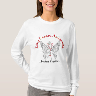 Camiseta Câncer pulmonar da borboleta 6,1 do tatuagem do