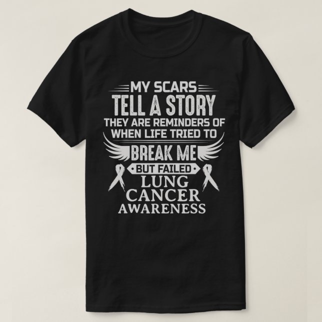 Camiseta Cancer Pulmonar Sensibilização Sobrevivente Branca (Frente do Design)