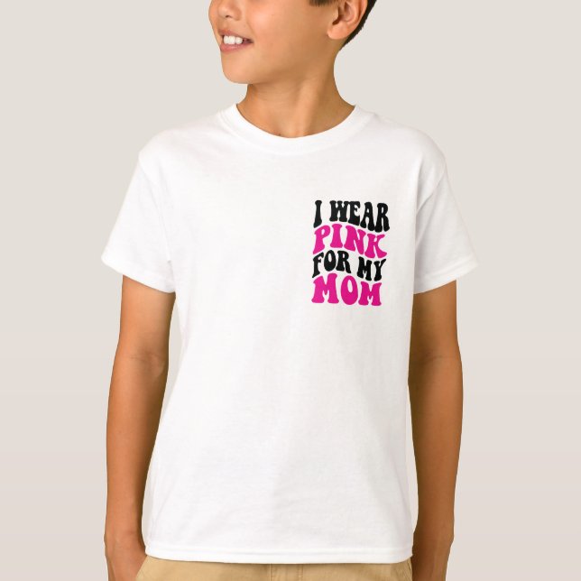 Camiseta Cancer retrô, visto rosa para minha mãe (Frente)