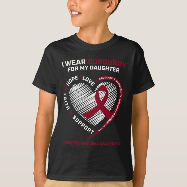 Camiseta Cancer Sanguíneo Filha da Borgonha Múltipla Mielom (Frente)