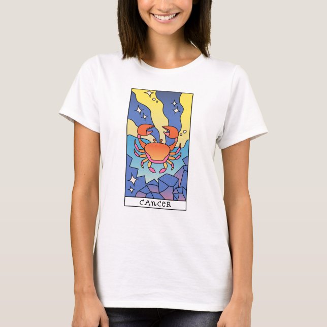 Camiseta Cancer - Símbolo Zodíaco - Abstrato de Arte (Frente)