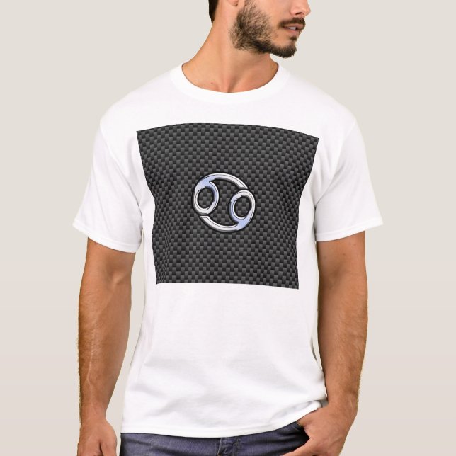 Camiseta Cancer - Sinal Zodiac sobre Impressão de fibra de  (Frente)