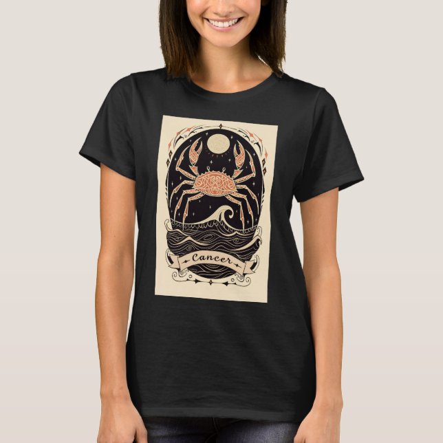 Camiseta Cancer - T-Shirt Celestial Zodiac Art (Frente)