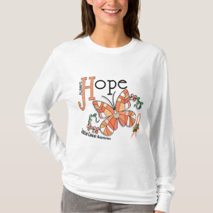 Camiseta Cancer uterina da borboleta do vitral