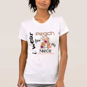 Camiseta Cancer uterina eu visto o pêssego para minha