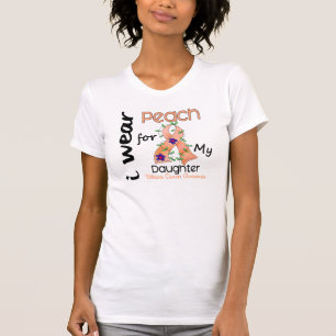 Camiseta Cancer uterina eu visto o pêssego para minha filh