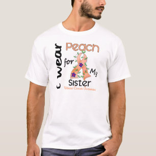 Camiseta Cancer uterina eu visto o pêssego para minha irm