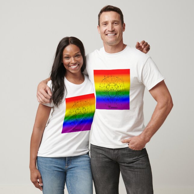 Camiseta Cancer Zodiac LGBTQ Orde Arco-Íris Design de Astro (Unissex)