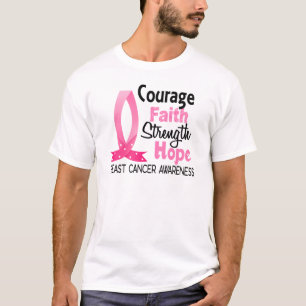 Camiseta Cancro da mama da esperança da força da fé da