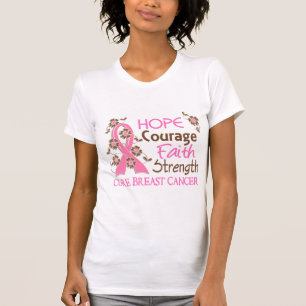 Camiseta Cancro da mama da força 3 da fé da coragem da